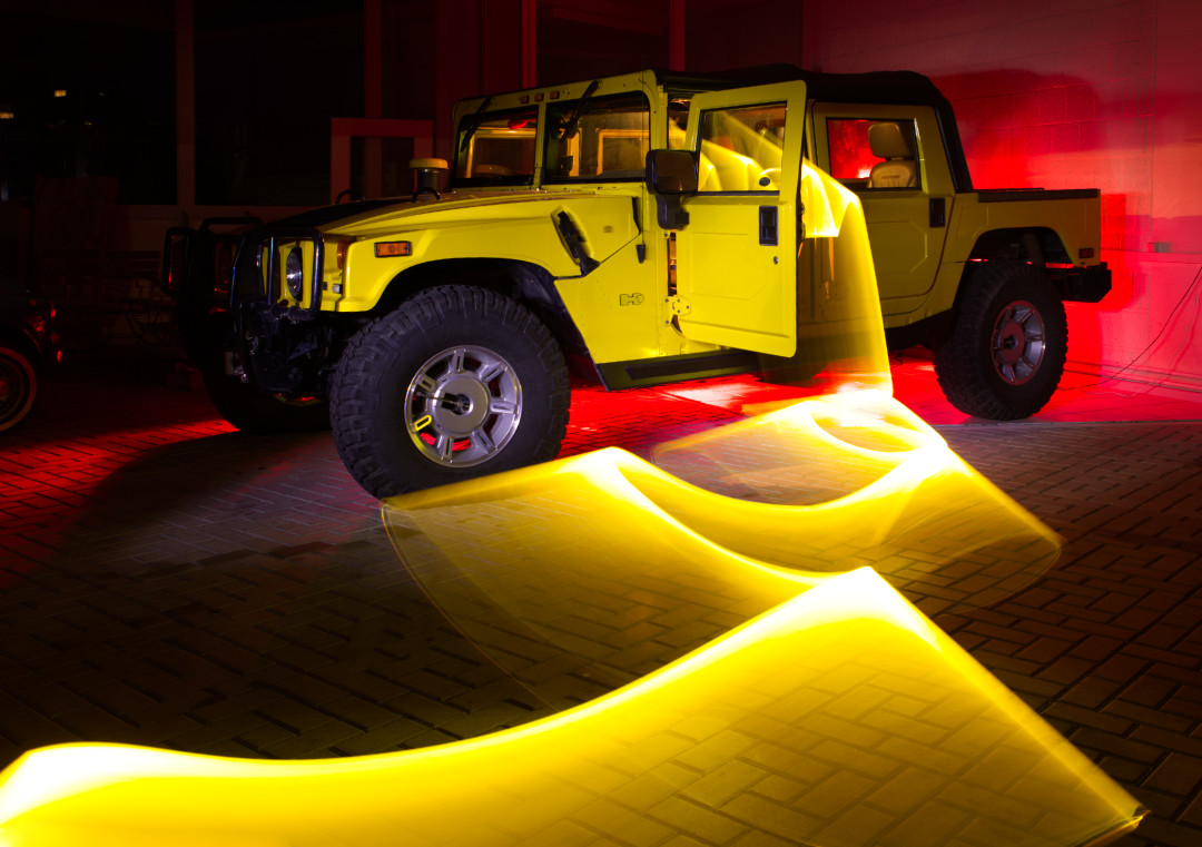 light Painting Fotografie mit gelbem Hummer